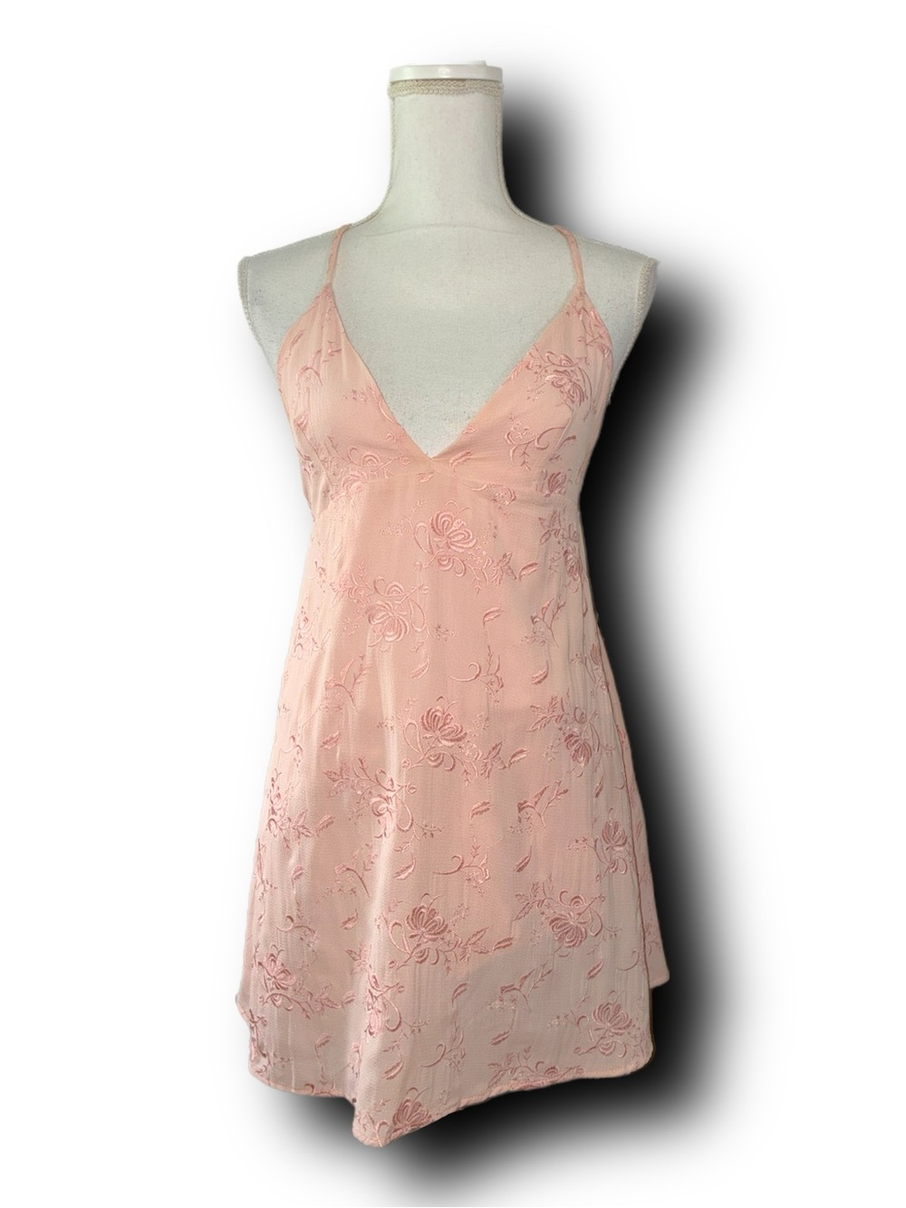 Honey Punch Pink Embroidered Strappy Mini Slip Dress Ballercore Barbiecore
